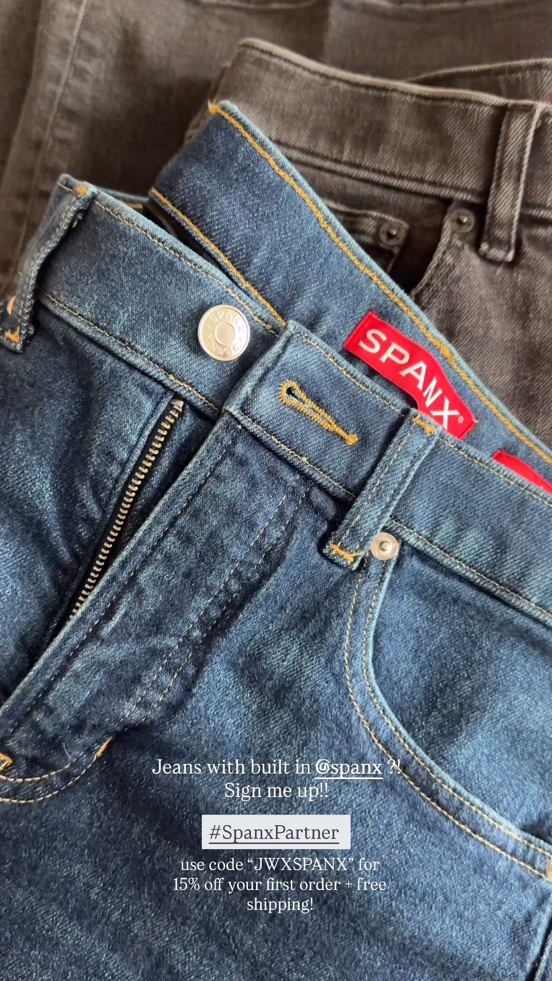 Jeans with built in @Spanx? Sign me up! Use “JWXSPANX” for 15% off your first order + free shipping! #SpanxPartner