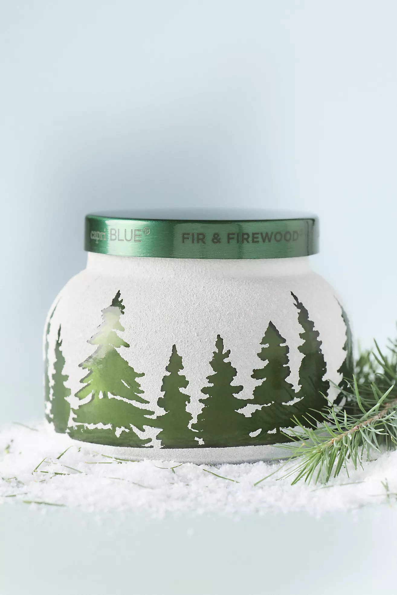 Capri Blue Fir & Firewood Etched Glass Jar Candle | Anthropologie (US)