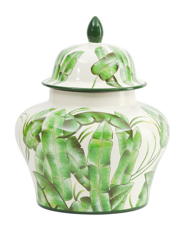 14x17 Lovise Palm Lidded Urn Jar | TJ Maxx