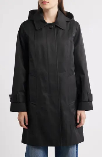 London Fog Oversize Single Breasted Hooded Raincoat in Black at Nordstrom Rack, Size Small | Nordstrom Rack