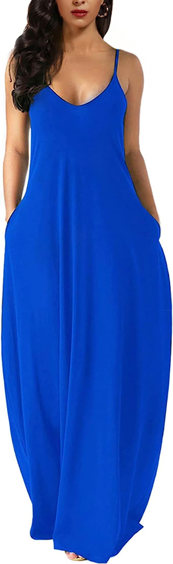 Wolddress Womens 2023 Casual Sleeveless Sundress Plus Size Loose Plain Long Summer Beach Maxi Dre... | Amazon (US)