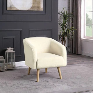 HomePop Sherpa Accent Chair with Wood Legs - Cream | Bed Bath & Beyond