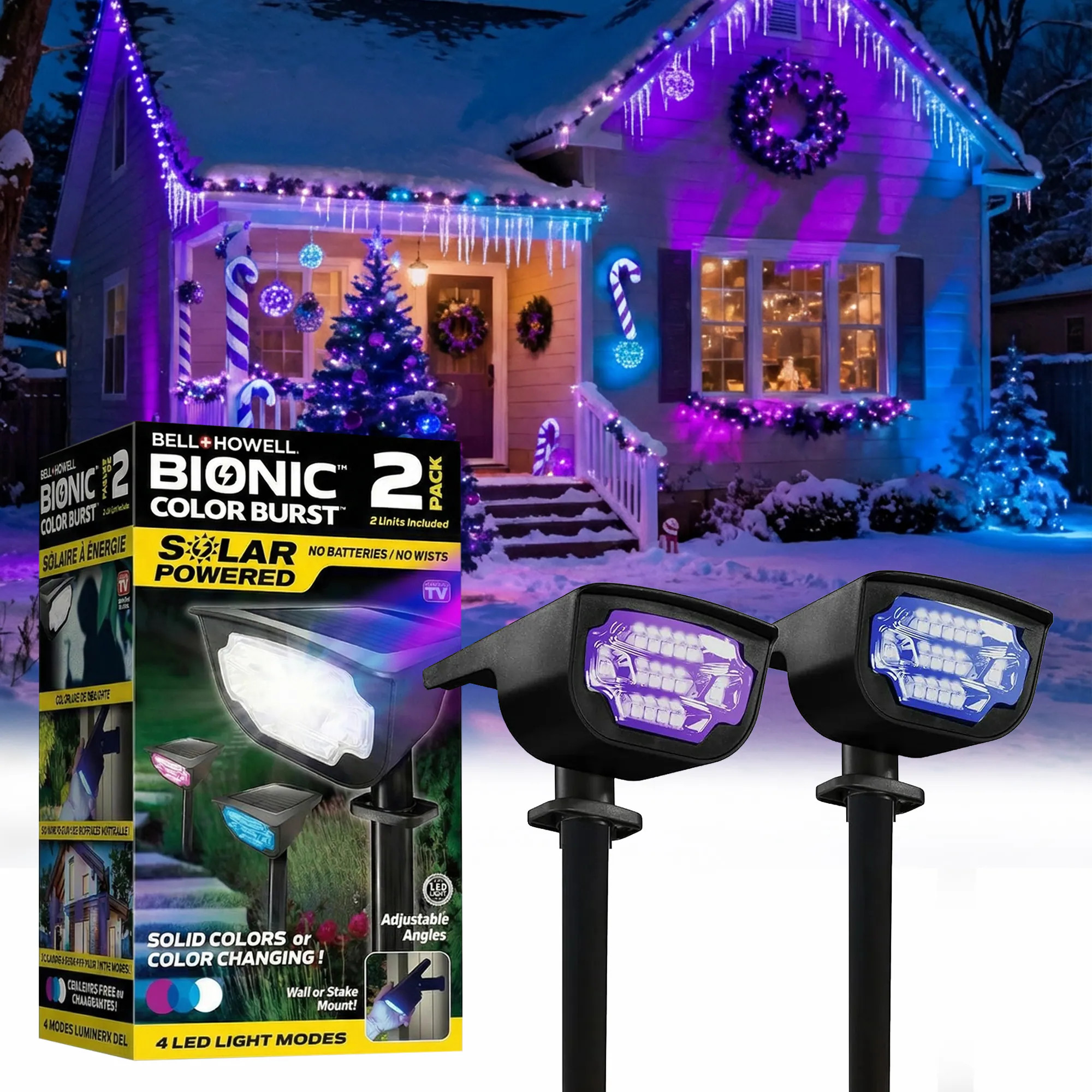 BELL + HOWELL 2 -Pack Bionic Lighting 44 -Lumens Black Solar LED Outdoor Path Light ( 6000-K ) | 8208FEL | Lowe's