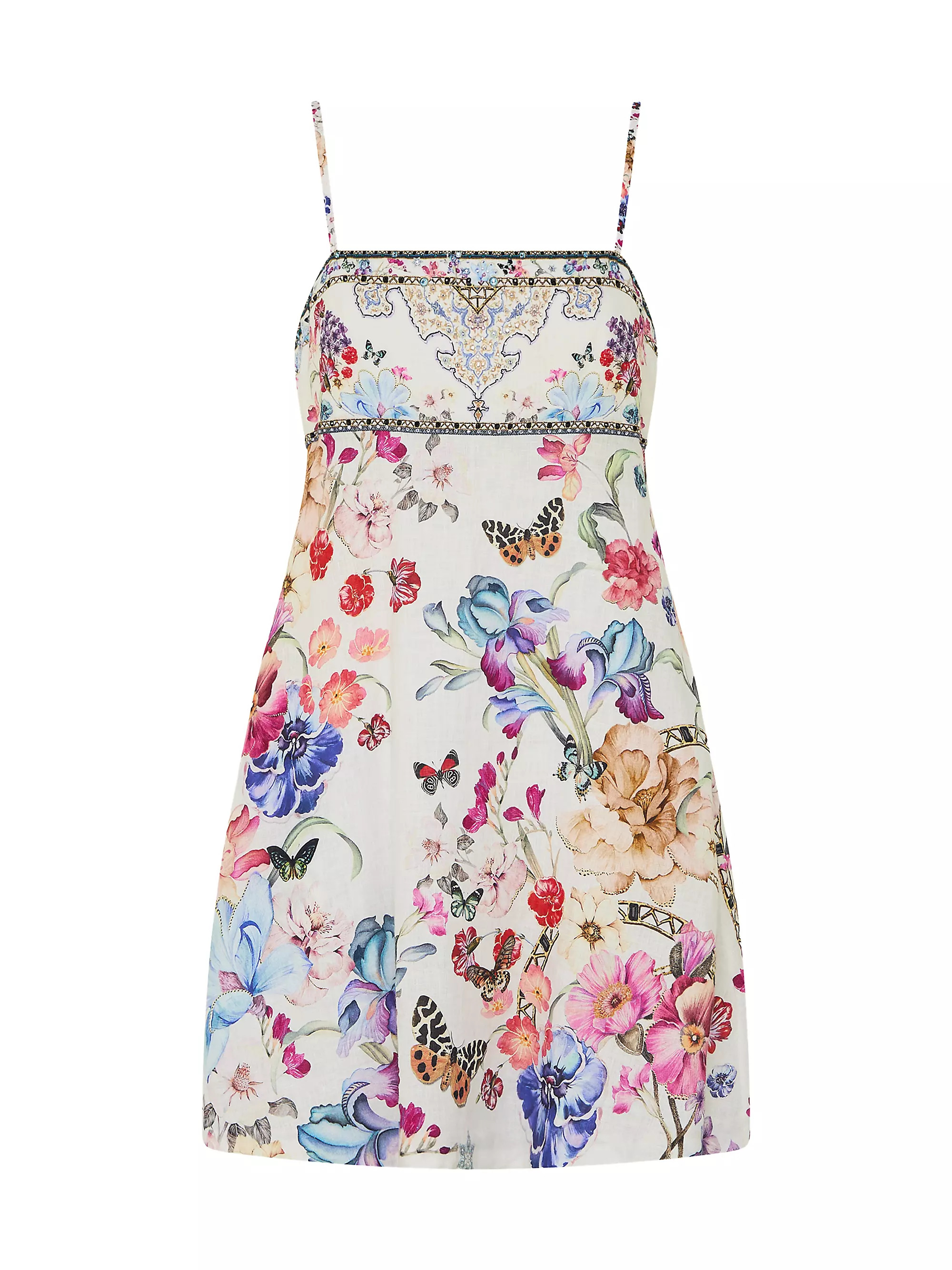 CamillaPrinted Linen A-Line Mini-Slipdress | Saks Fifth Avenue