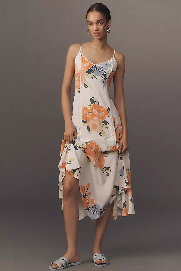 By Anthropologie Square-Neck Asymmetrical Midi Dress | Anthropologie (US)