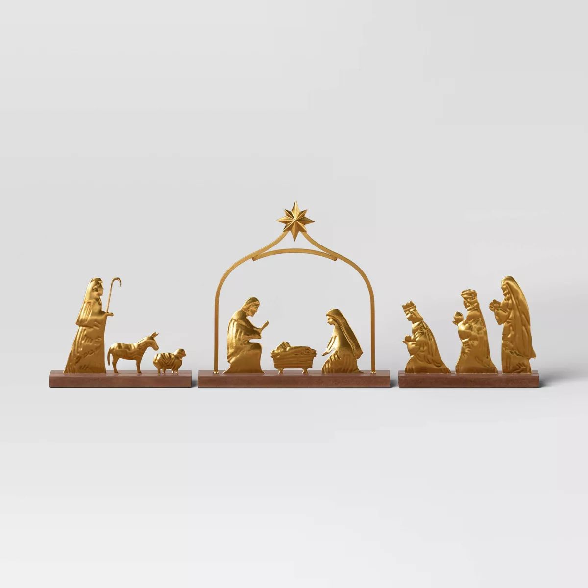 3pc Metal Christmas Nativity Scene Figurine Set - Wondershop™ Gold | Target