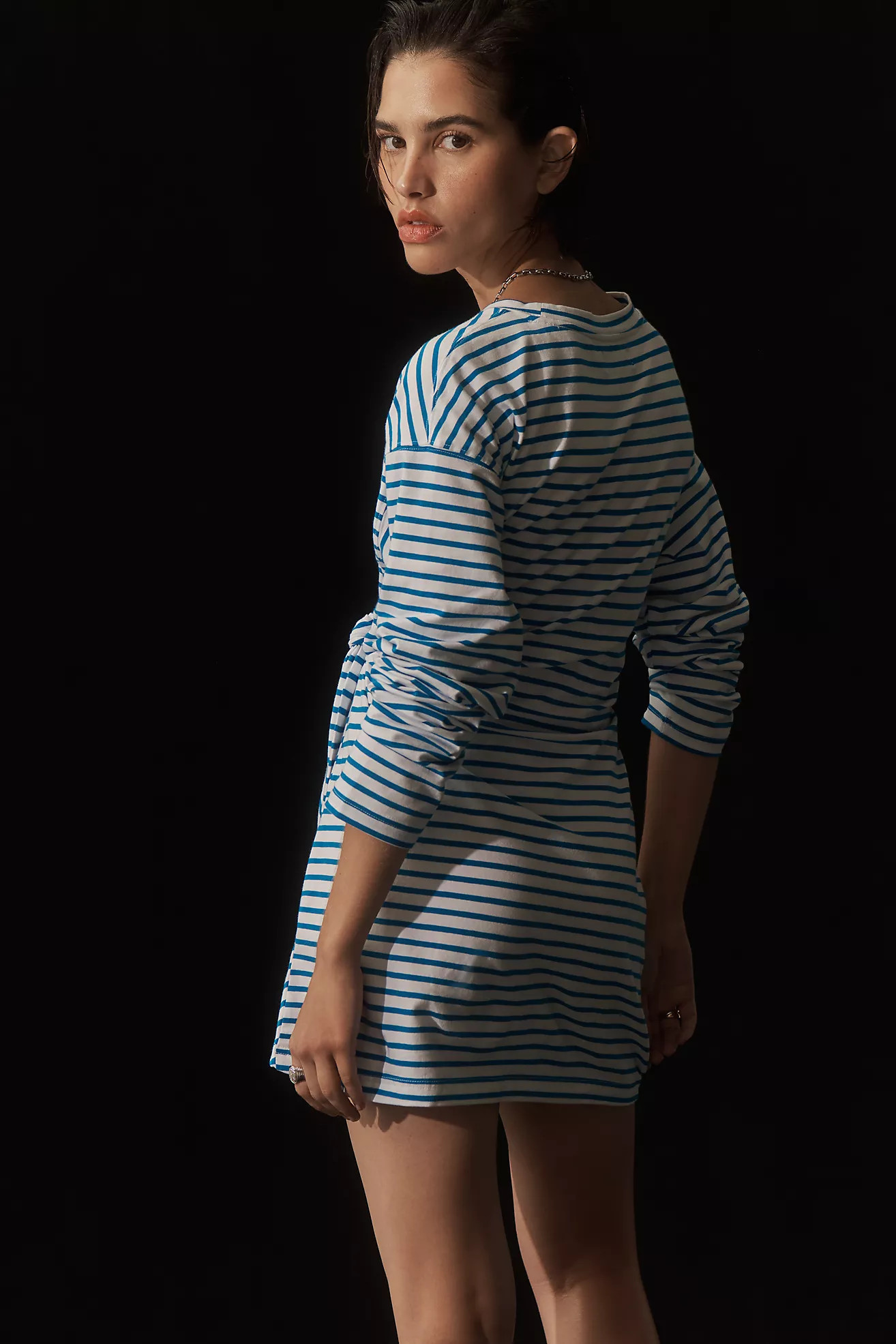 Daily Practice Striped Long-Sleeve Wrap Mini Dress | Anthropologie (US)