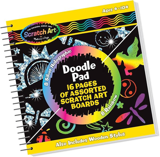 Melissa & Doug Scratch Art Doodle Pad With 16 Scratch-Art Boards and Wooden Stylus - FSC Certifie... | Amazon (US)