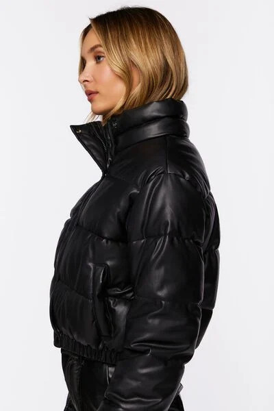 Faux Leather Puffer Jacket | Forever 21 | Forever 21 (US)