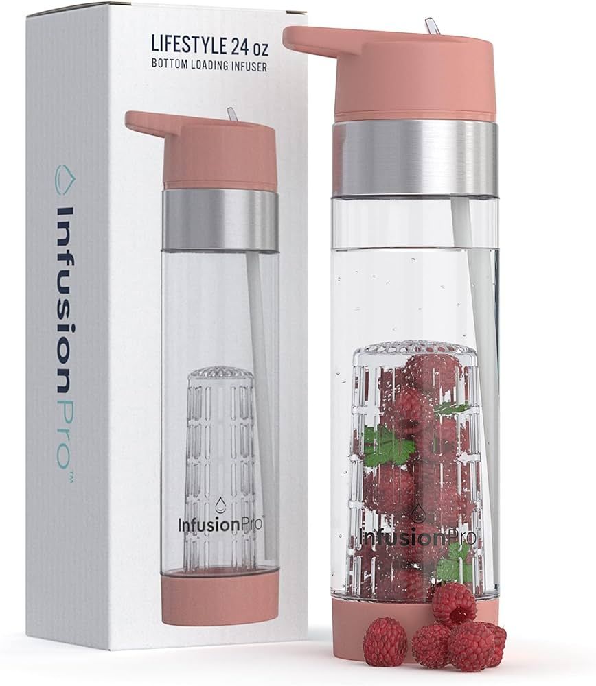 Infusion Pro Fruit Infuser Water Bottle with Straw Lid 24 oz : Flip-Up Straw : Insulated Sleeve &... | Amazon (US)