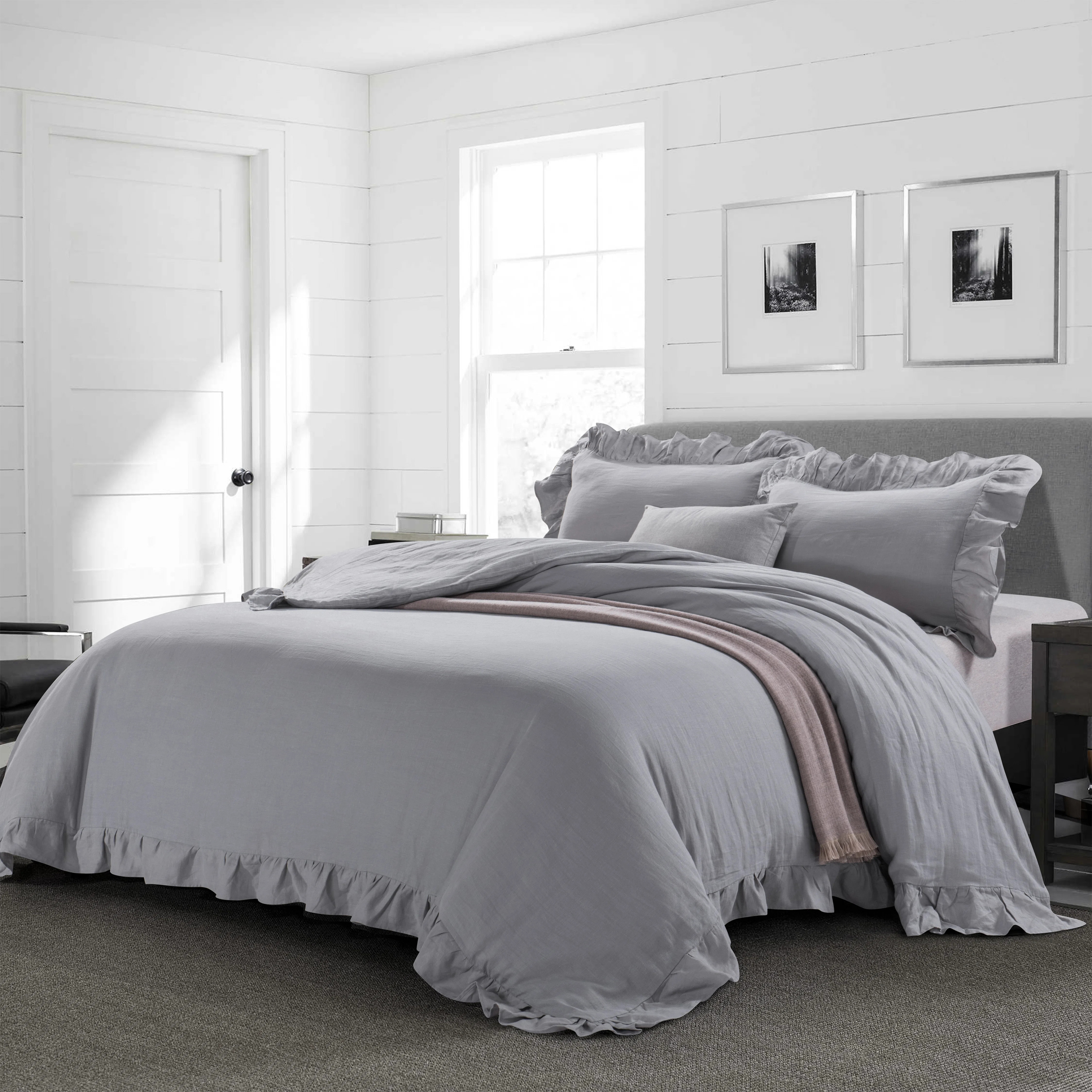 Stone Washed French Linen Ruffled Duvet Cover Set | Wayfair North America