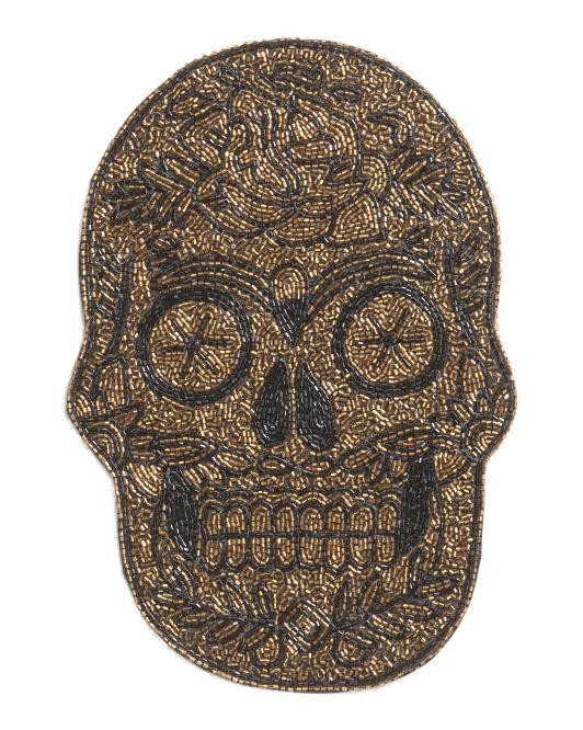 14x9.5 Figural Skull Beaded Placemat | TJ Maxx