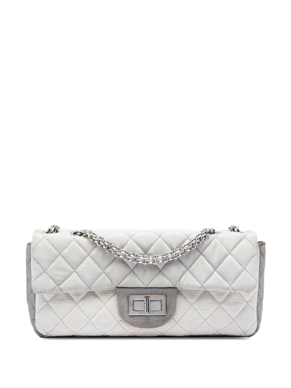 CHANEL Pre-Owned 2008-2009 Small Tricolor Quilted Jersey Reissue 2.55 East West Flap shoulder bag - Grey | Farfetch Global