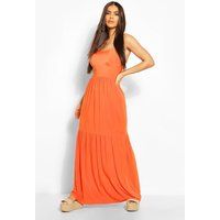 Womens Tiered Strappy Maxi Dress - Orange - 10, Orange | Boohoo.com (UK & IE)