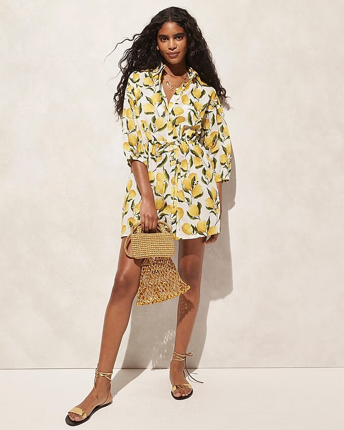 Cinched shirtdress in limoncello cotton voile | J. Crew US