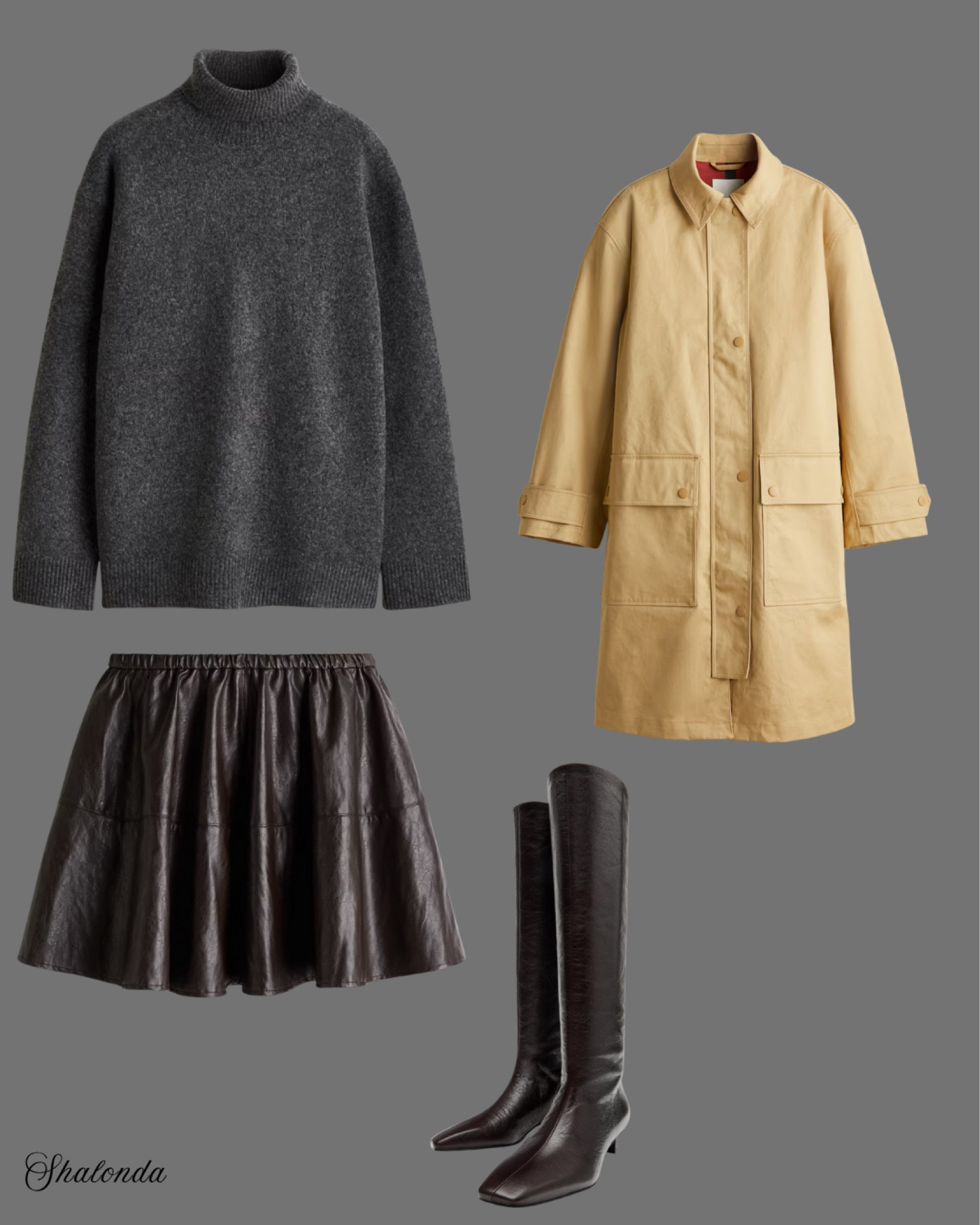 Classic Fall Outfit 

Brown Faux Leather Skirt, Trench Coat, Gray Turtleneck Sweater, OOTD, Outfits, Fall Fashion 

#LTKStyleTip #LTKU #LTKFindsUnder100