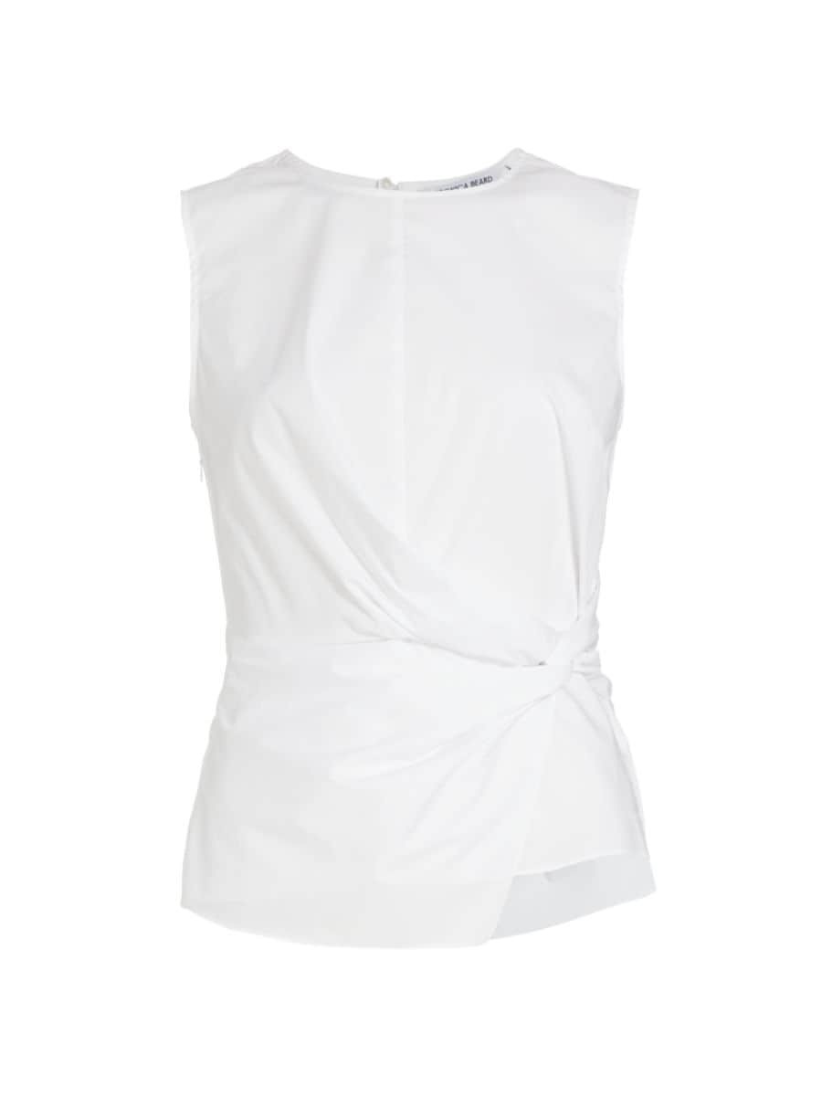 Bisa Twisted Stretch Cotton Poplin Top | Saks Fifth Avenue