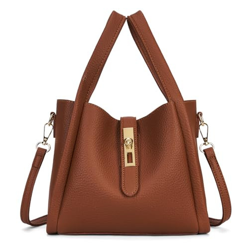 hibear Trendy Vintage Bucket Bag Women's Crossbody Bucket Bag Work Handbag Carry all Shoulder Purse with Adjustable Strap | Amazon (US)