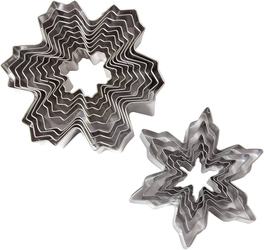 HAPY SHOP Snowflake Cookie Cutters Set 14 PCS Stainless Steel Snowflake Shaped Molds Cake Candy F... | Amazon (US)