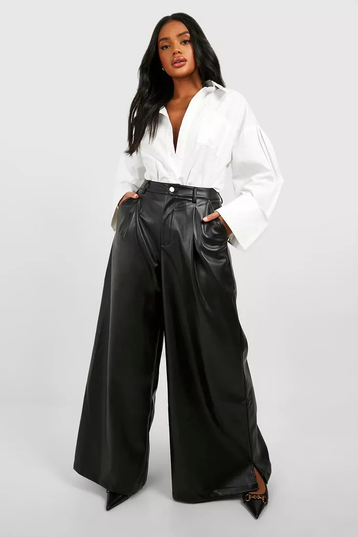 Extreme Wide Leg Faux Leather Pants | boohoo (US & Canada)