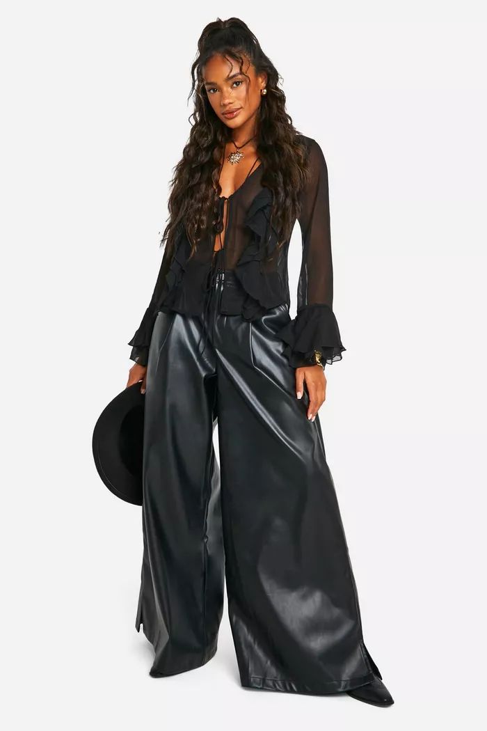 Extreme Wide Leg Faux Leather Pants | boohoo (US & Canada)