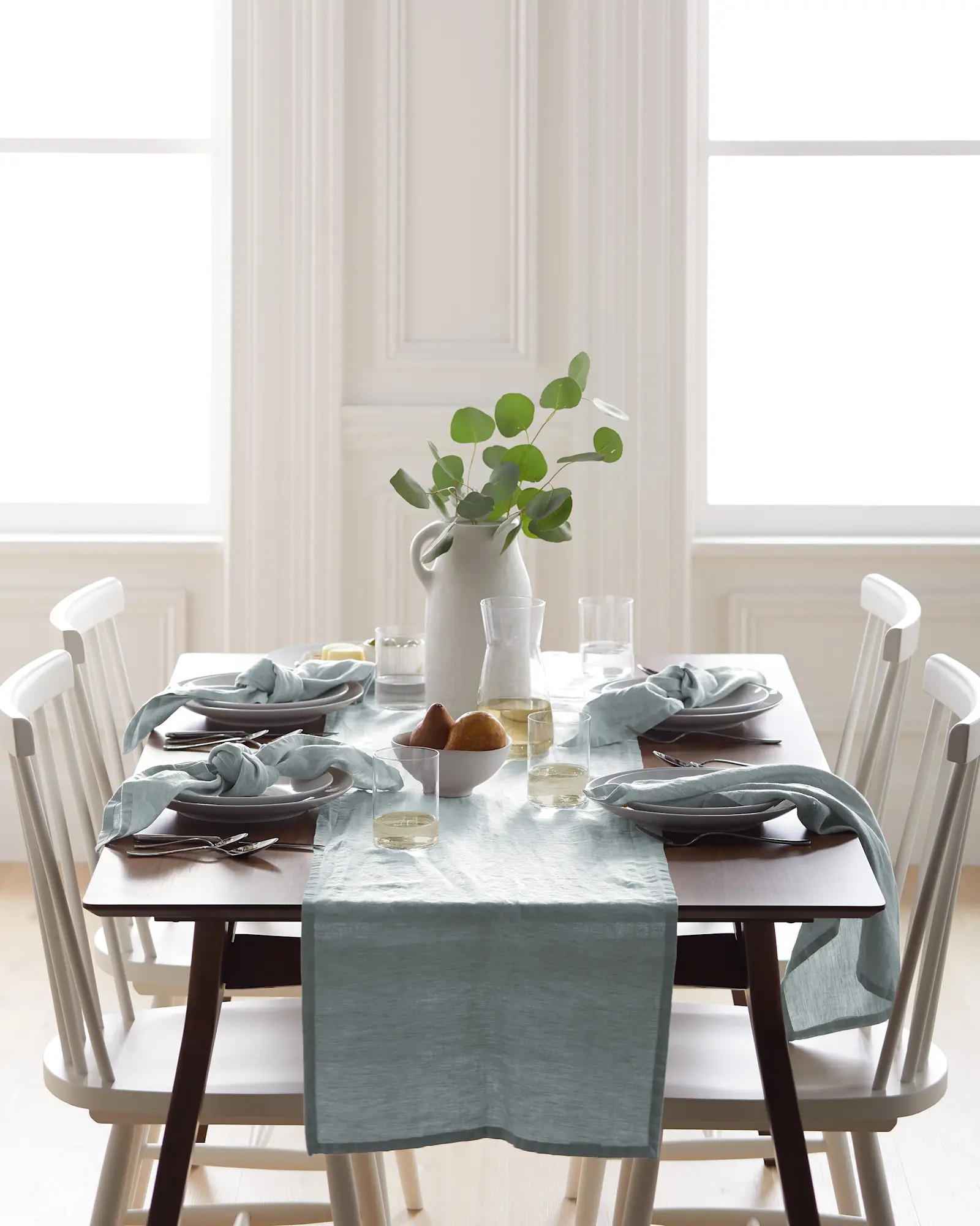 European Linen Table Runner in Mist | Quince