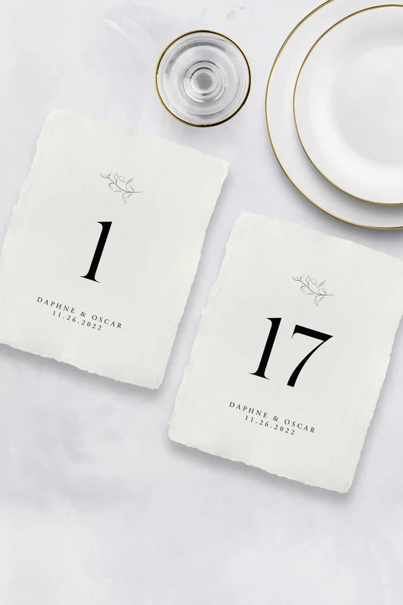 Printed Off-white Handmade Paper Table Numbers Simple Table | Etsy | Etsy (US)