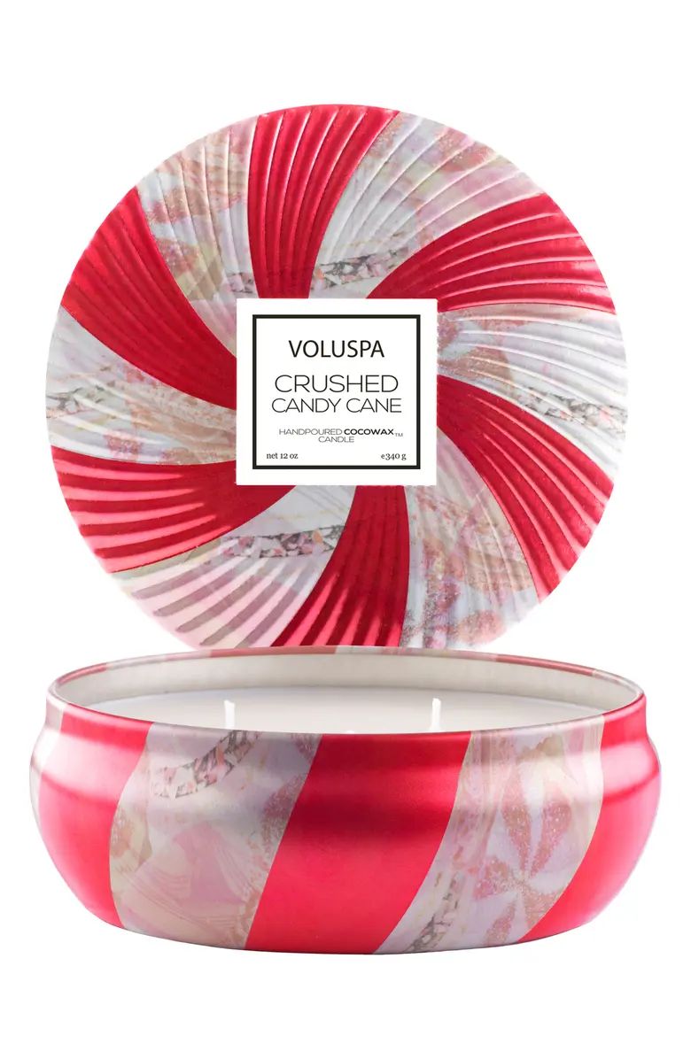 Voluspa Crushed Candy Cane 3-Wick Decorative Tin Candle | Nordstrom | Nordstrom