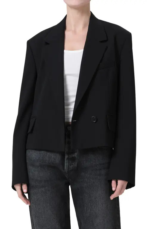 AGOLDE Callie Crop Blazer in Black at Nordstrom, Size Medium | Nordstrom