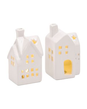 Set Of 2 5.5in Led Ceramic Houses | Pillows & Decor | Marshalls | Marshalls