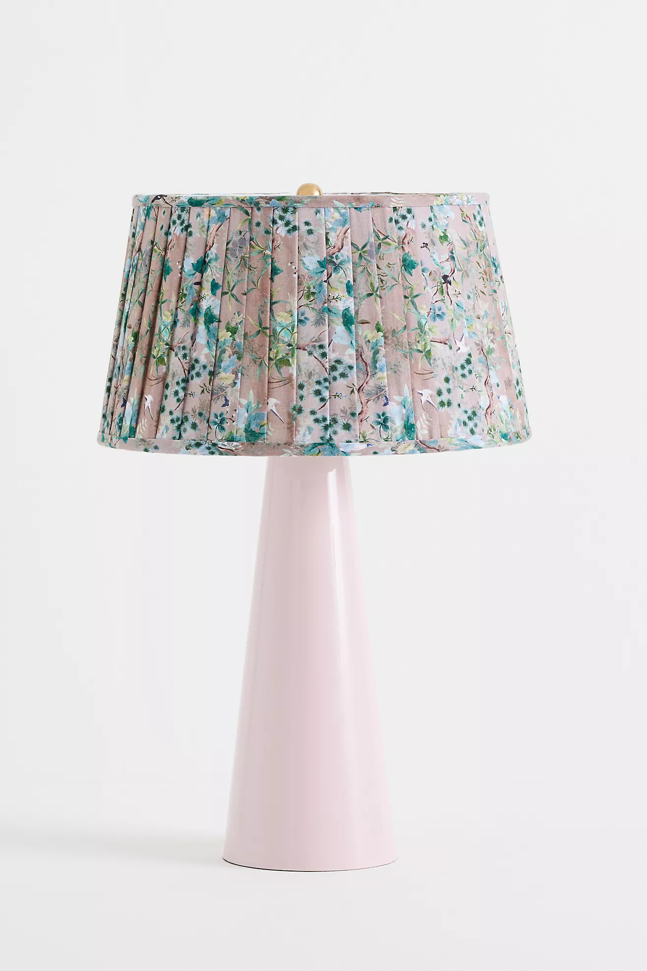 Avalina Enameled Metal Printed Pleated Shade Table Lamp | Anthropologie (US)