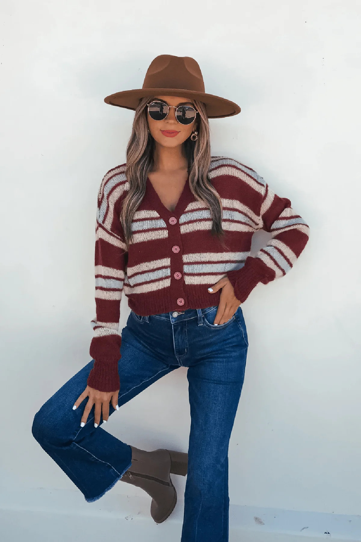 Multi Striped Button Up Sweater Cardigan | Magnolia Boutique