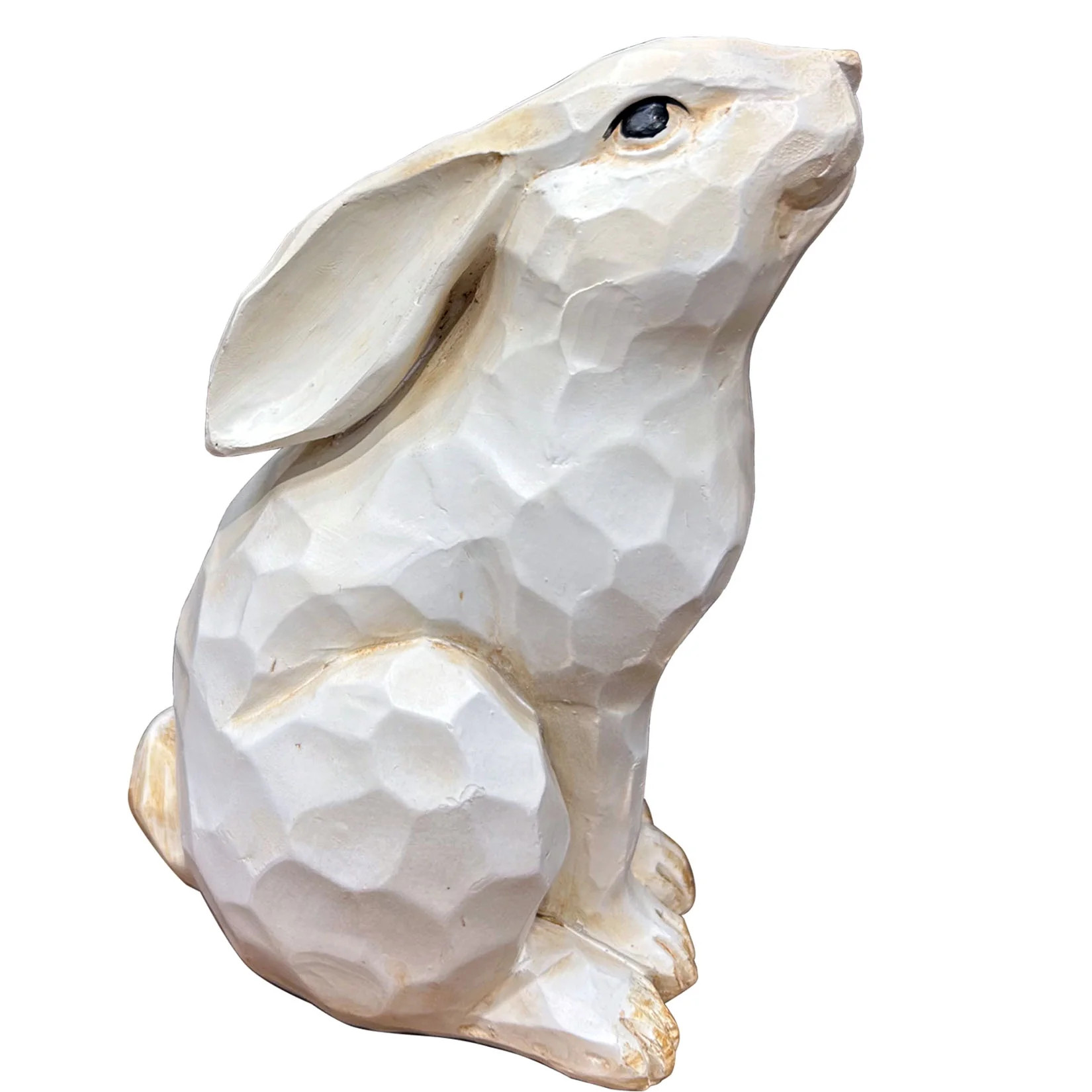 Easter Bunny Decoration, Decorative Farmhouse Sitting White Rabbit Bunny Figurine, Carved Rustic ... | Walmart (US)