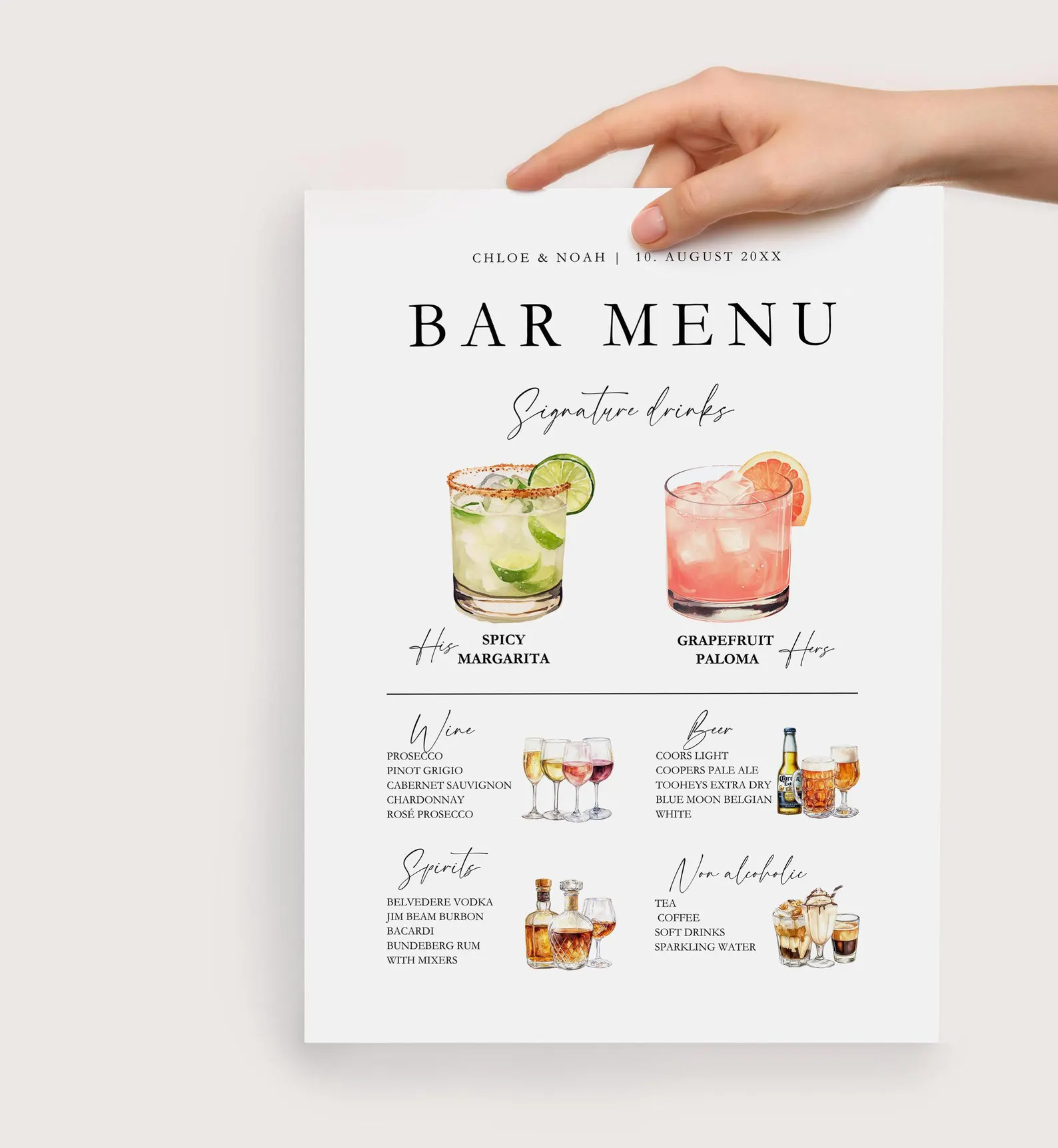 Wedding Bar Menu Sign Template, Signature Drinks Canva Menu Sign, His and Hers Drinks, Instant Do... | Etsy (US)