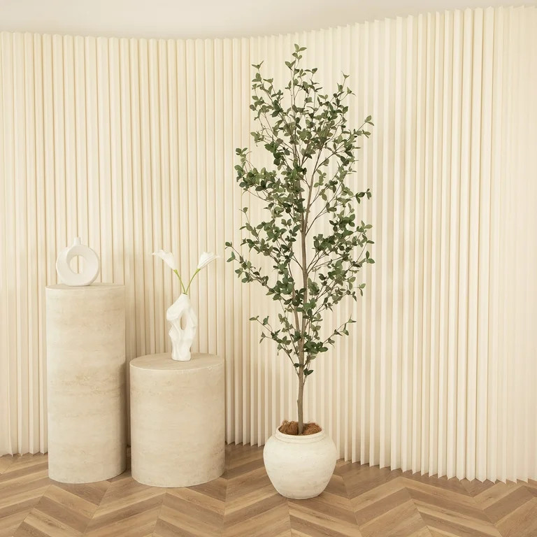 RosyHaven 7ft Realistic Faux Quince Leaf Tree, 84" Tall Artificial Quince Leaf Tree with Lifelike... | Walmart (US)