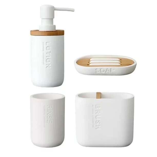 4x Modern Bathroom Accessories Set Complete Lotion Dispenser Soap Dish White - Walmart.com | Walmart (US)