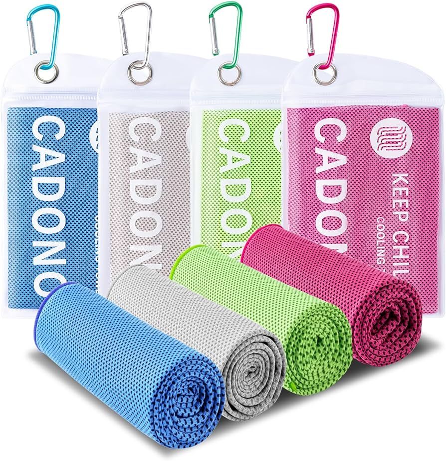 4 Pack Cooling Towel (40"x12"), Soft Breathable Chilly Towel, Ice Towel, Microfiber Towel for Yog... | Amazon (US)