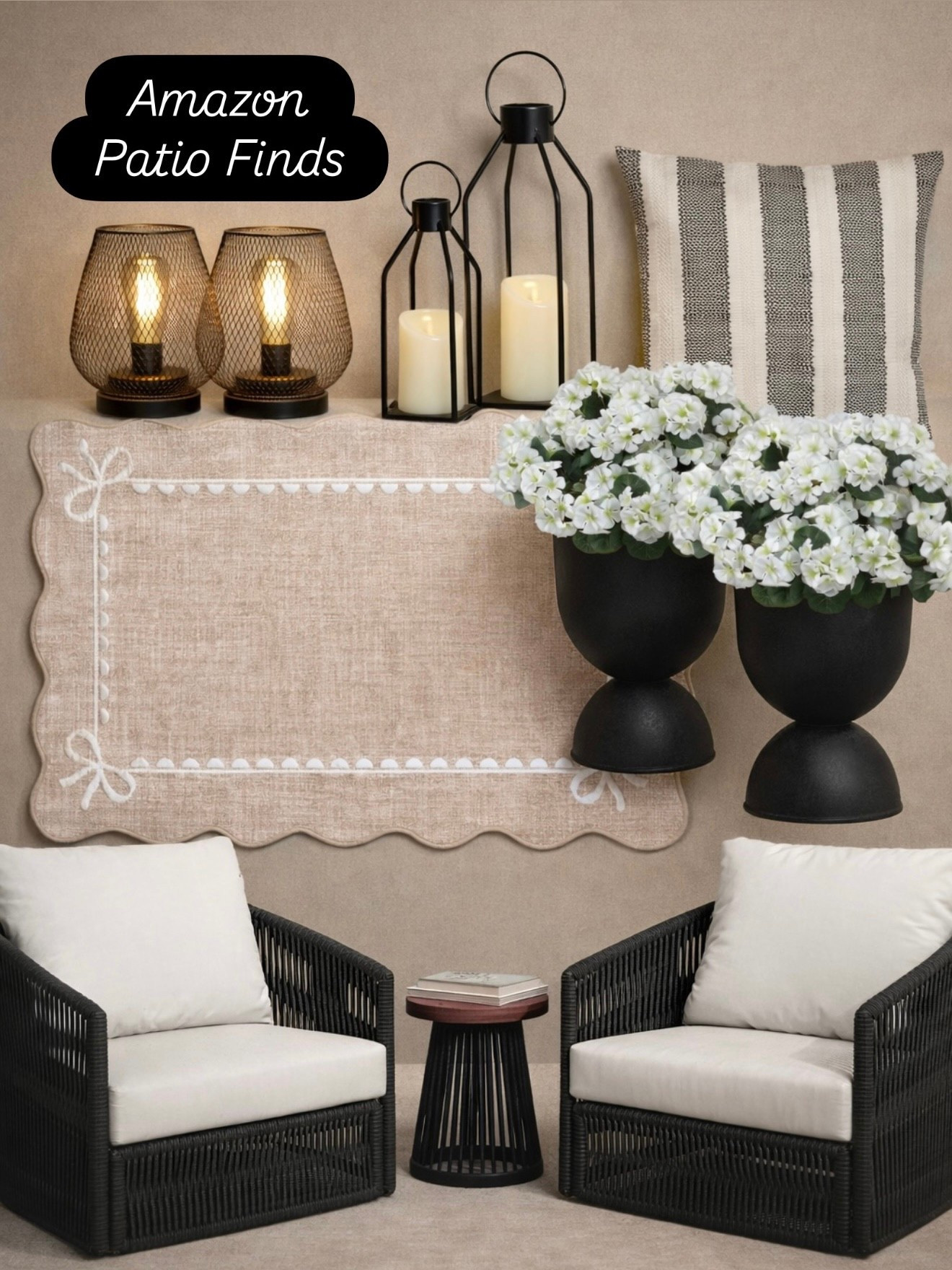 Amazon Patio Finds That Look High End

Follow @farmtotablecreations on Instagram for more home finds you’ll love 🤍

Elevated patio pieces that instantly make your outdoor space feel styled and pulled together. From the scalloped rug to the lantern glow and classic black planters, these finds create that cozy, high-end look without the high price.

#patiofurniture #outdoorrug #outdoorpillows #lanterns #planters

#LTKSaleAlert #LTKHome #LTKSeasonal