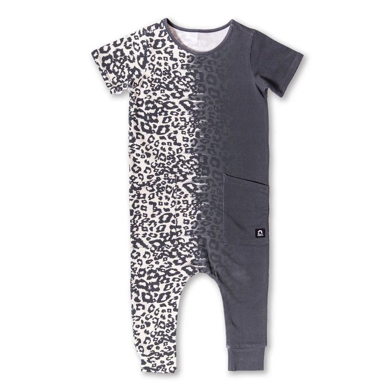 Short Sleeve Hip Pocket Rag Romper - 'Wild Child' - Leopard Dip Dye - | Rags