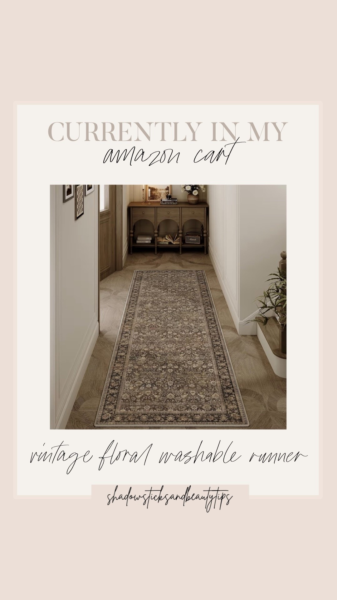 Vintage floral taupe washable runner from Amazon

#LTKHome
