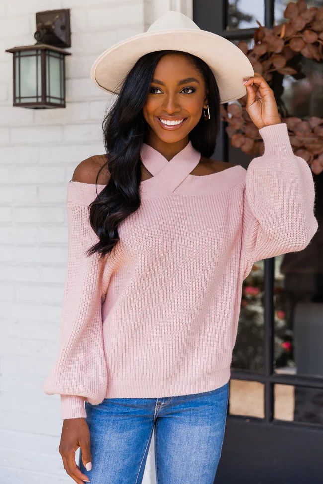 Come To Realization Pink Cold Shoulder Sweater | The Pink Lily Boutique