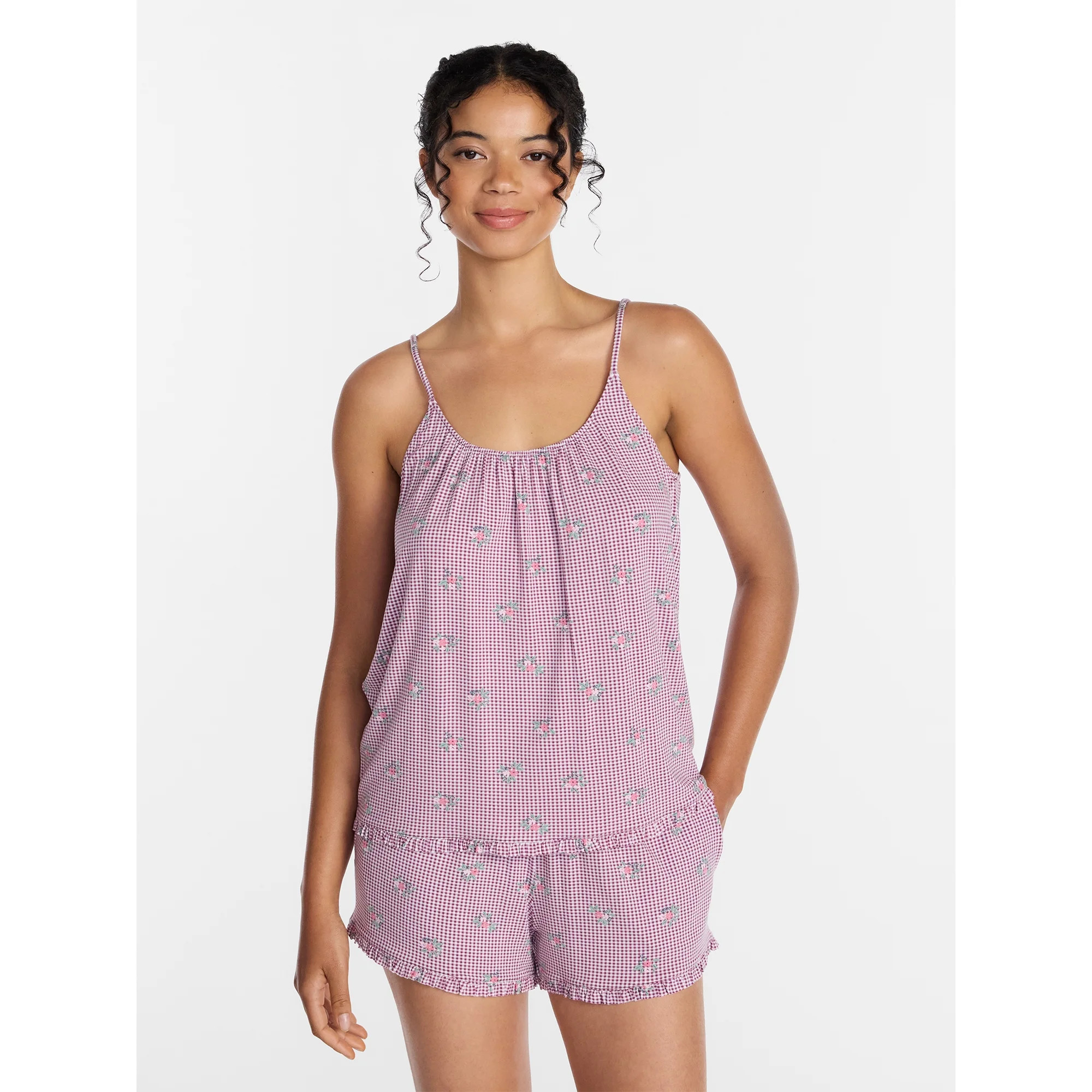 Joyspun Women’s Modal-Blend Ruffle Trim Cami and Shorts Sleepwear Set, 2-Piece, Sizes XS-3X | Walmart (US)
