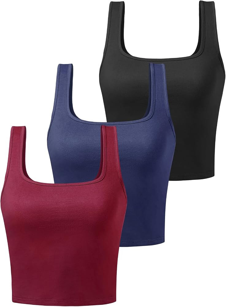 Porvike Sports Crop Tank Tops for Women Cropped Workout Tops Racerback Running Yoga Tanks Cotton ... | Amazon (US)