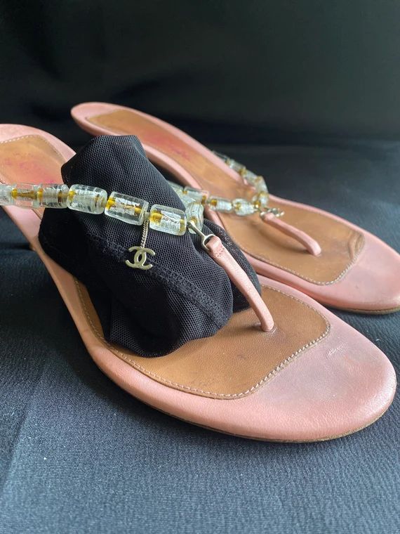 Authentic Chanel Beaded CC Sandals | Etsy | Etsy (US)