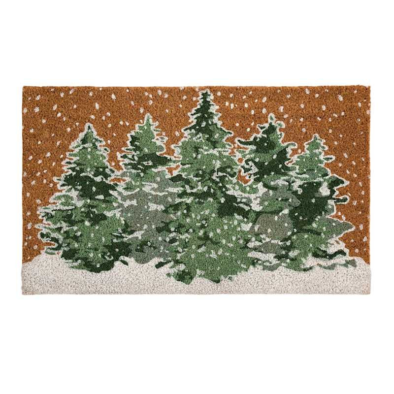 Snowy Trees Coir Mat, 18x30 | At Home