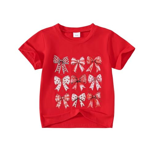 Tinypainter Little Girl Valentines Day Shirt Bow/Heart Clothes Toddler Valentines Day Outfit 3-8Y Red | Amazon (US)
