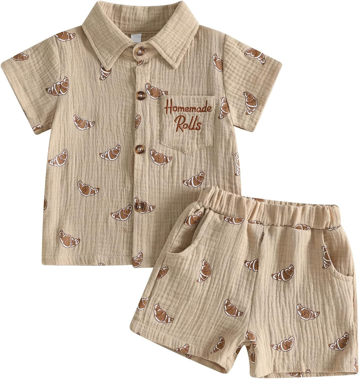 FYBITBO Thanksgiving Toddler Boy Outfits 2T 3T 4T Linen Shorts Clothes Set | Amazon (US)