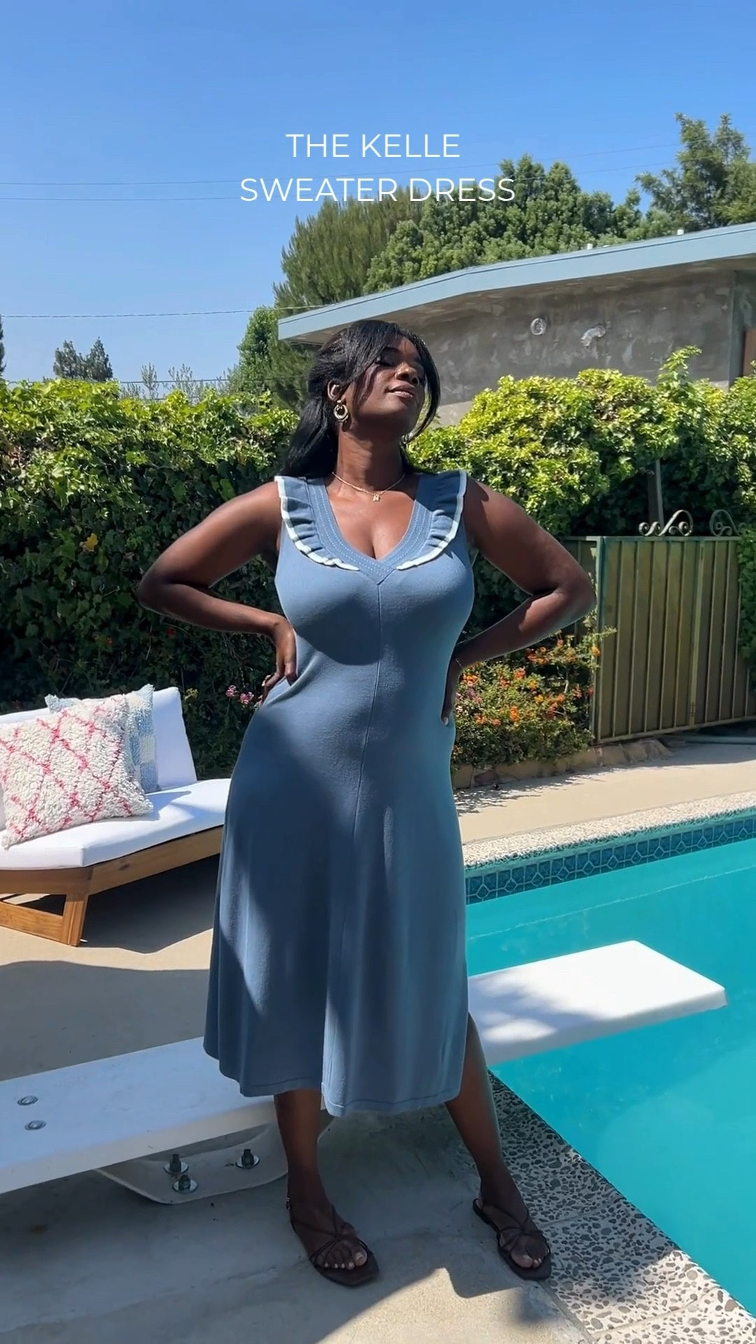 That dress that does all the styling for you. Just slip it on and instantly feel like you, radiant, comfortable, and surprisingly effortless.

The Kelle Sweater Dress. Available in Sandstorm Blue, Palm, and Black.