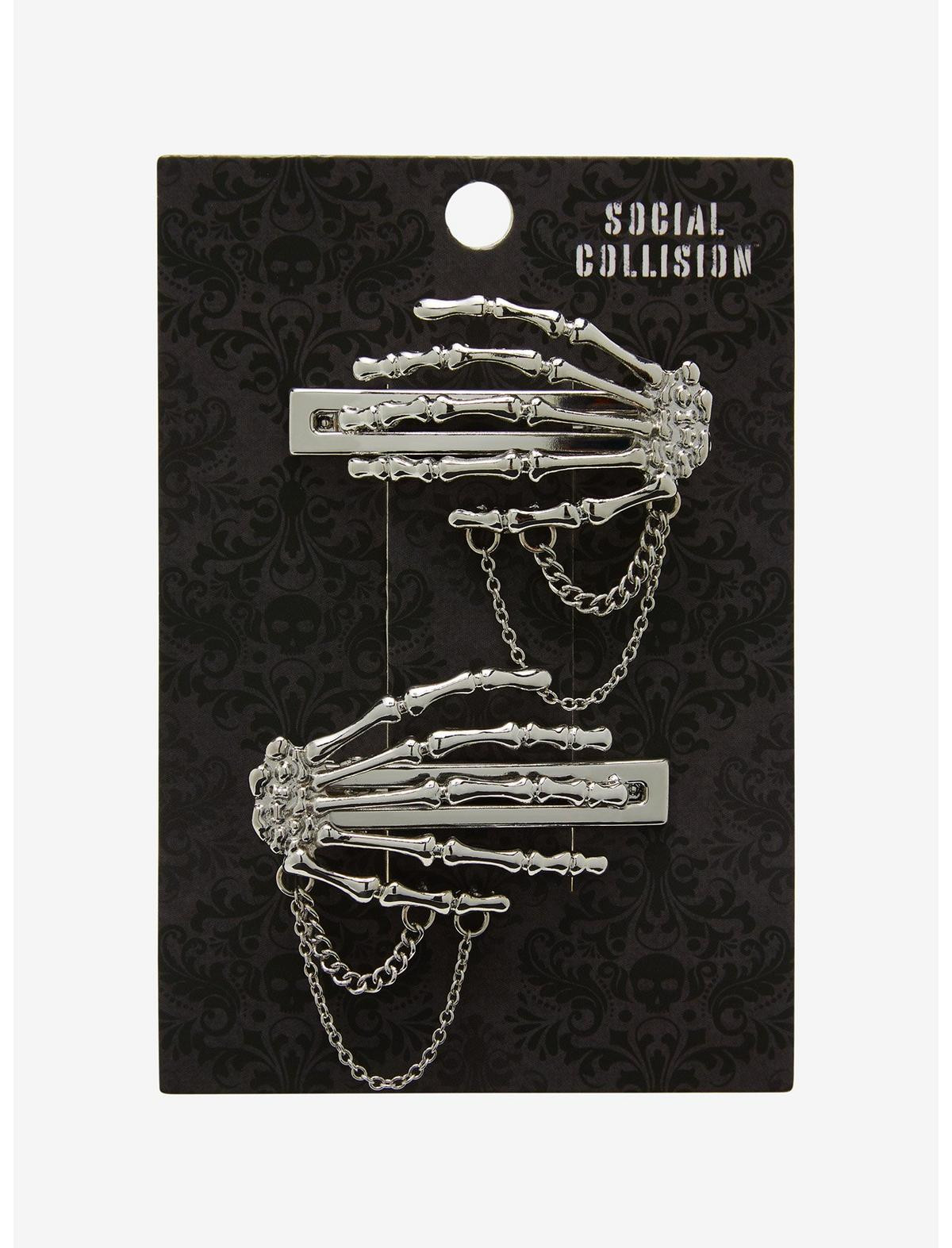 Social Collision Skeleton Hand Chain Hair Clip Set | Hot Topic | Hot Topic