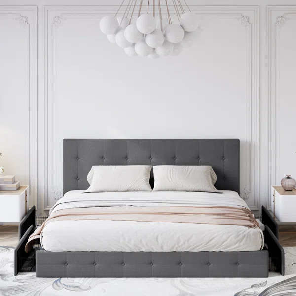 Silvester Upholstered Platform Storage Bed with 4 Drawers | Wayfair North America